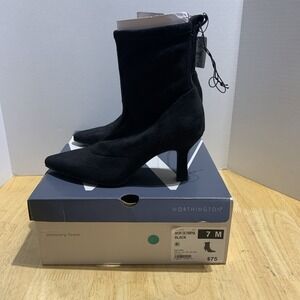 NWT‎ WORTHINGTON Womens Olympia Flared Heel Booties Boots 7M  Black Faux Suede